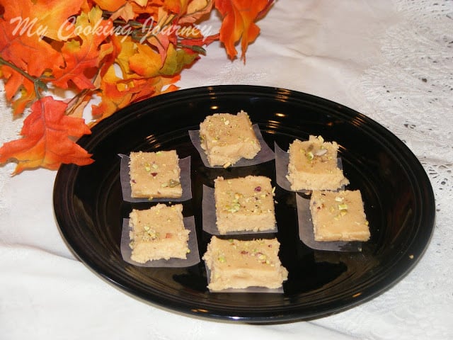 Kalakand Pieces served in a plate