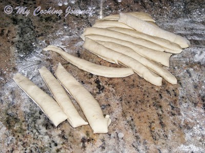  Pizza dough as strips