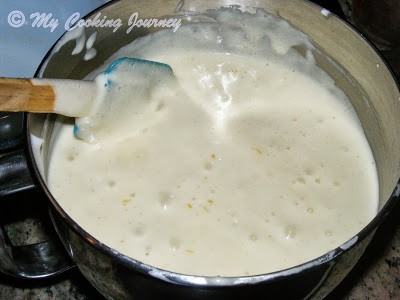 Mixing egg white batter.