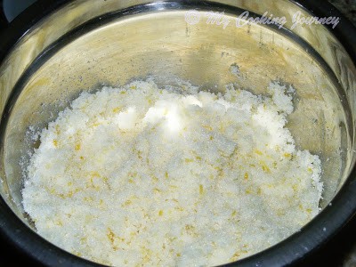 Measure the sugar in a large bowl.