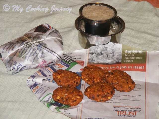 Masala Vadai with coffee in background