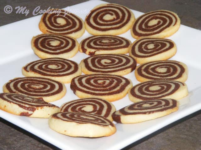 Pinwheel Cookies in a white plate