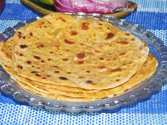 Mooli Paratha served in a plate