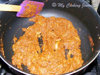 Mixing the ingredients with spatula.