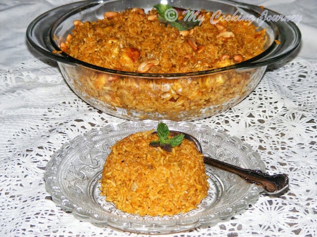 Paneer Pulao is served.