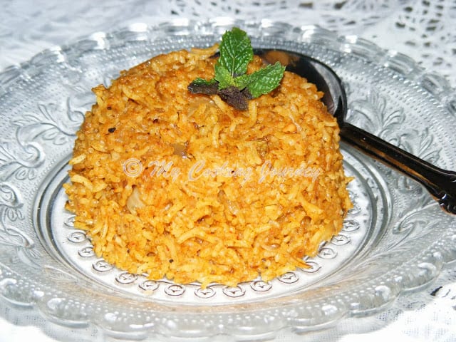 Paneer Pulao shaped and served.