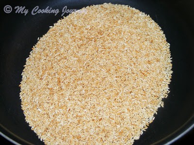 Rice turning golden brown