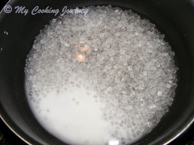 sugar crystals in water
