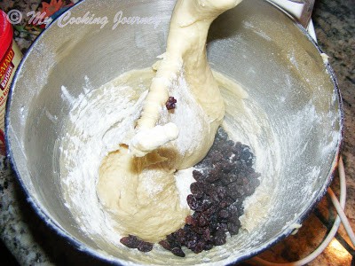 raisins added to mixer
