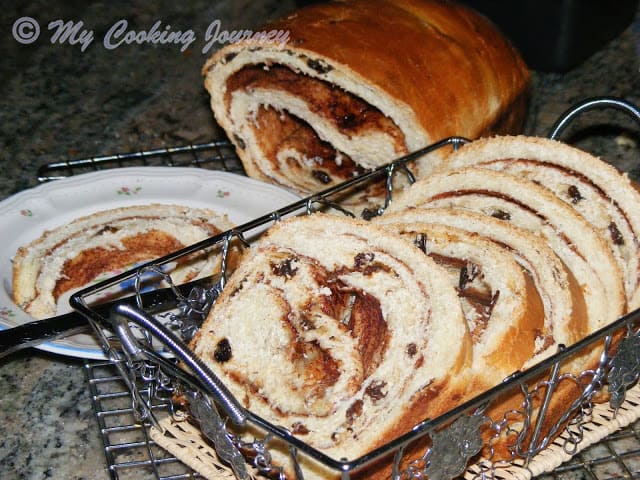 Cinnamon Raisin Bread Sliced in basket