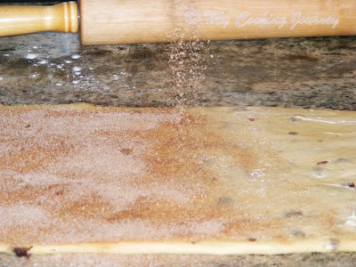 sugar mixture on dough