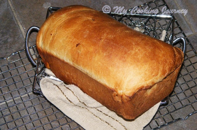 Cinnamon Raisin Bread on a wire rack