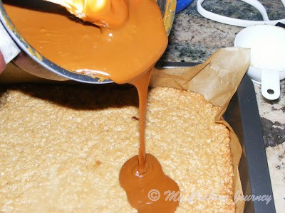 Melted Caramel over dough