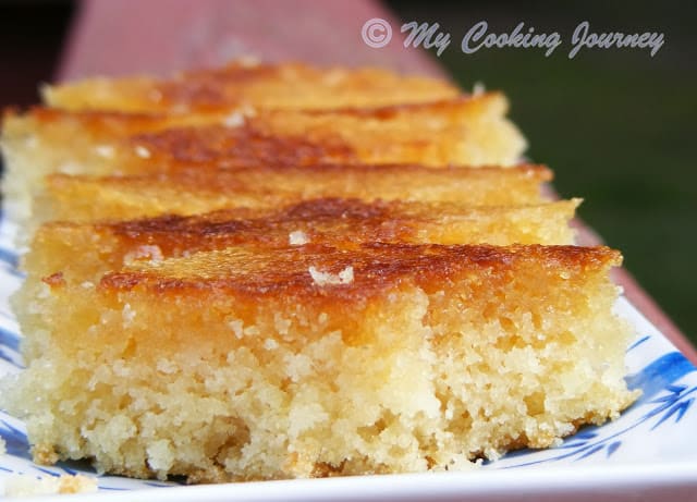 Honey Drizzled Semolina cake side view