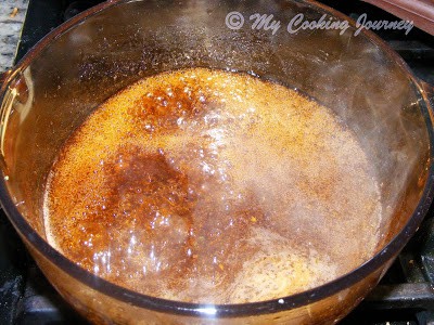 pepper puree and sugar syrup simmering