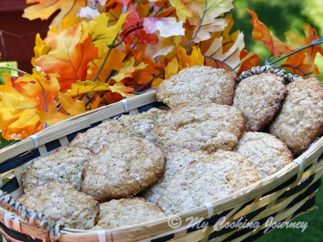 Oatmeal coconut Cookies in a beautiful basket