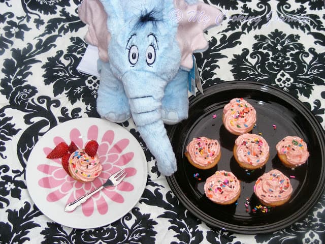 Strawberry Cupcakes served in a plate.