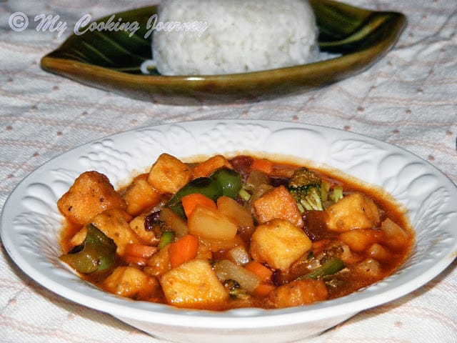 Sweet and Sour Stir fry with rice on the side