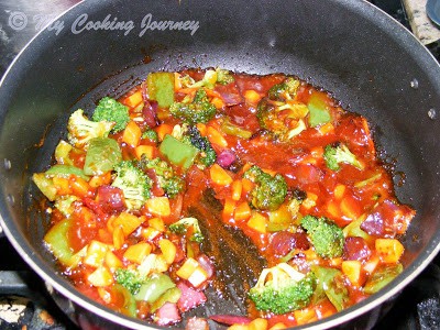 sauce added to vegetables