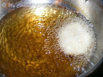 Batter in hot oil