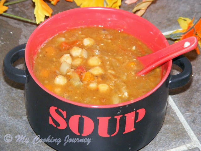 Libyan Soup in a bowl with spoon