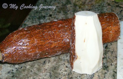 peeling cassava