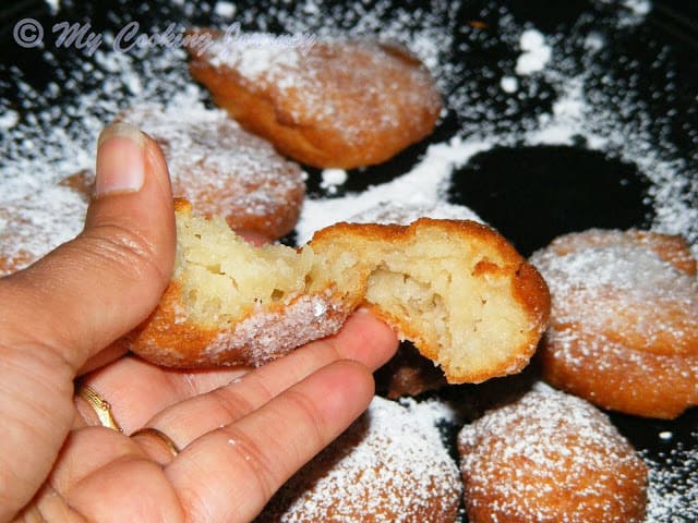 Zeppole cross sectional view