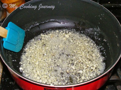 Saute garlic with butter