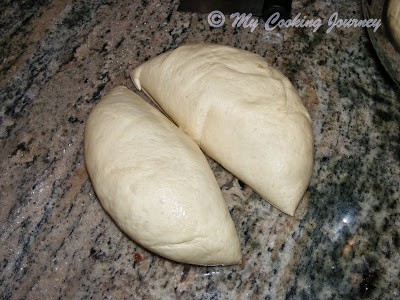 Dough divided in two parts.