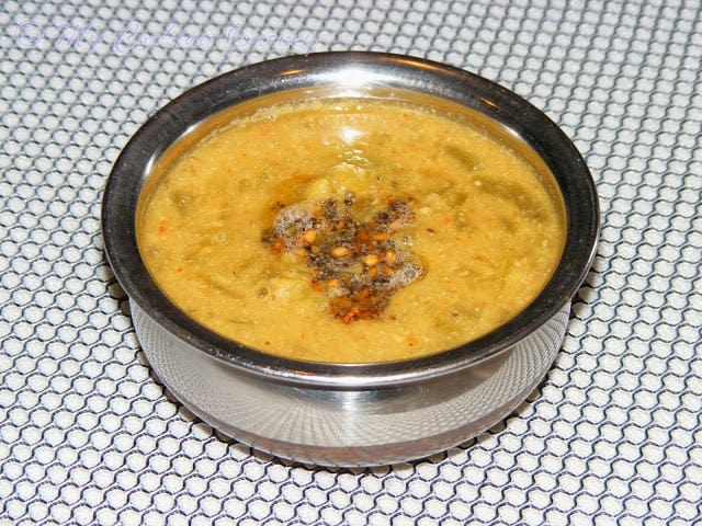 Podalangai Porich Kuzhambu is served in a bowl