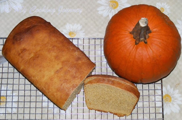 Yeast bread slices with pumpkins