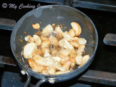 Frying cashew nuts