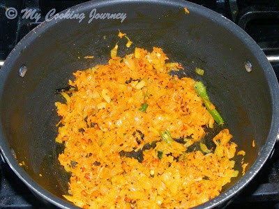 Cooking the Idli Upma