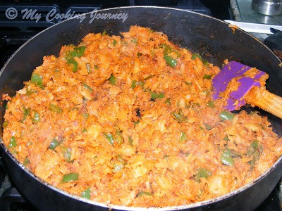 parotta mixed with masala and vegetables