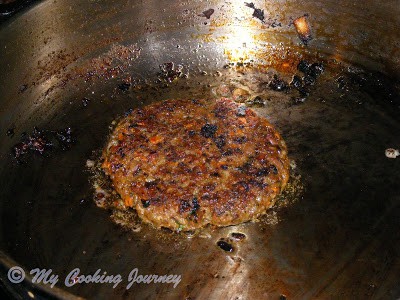 Frying patties in skillet