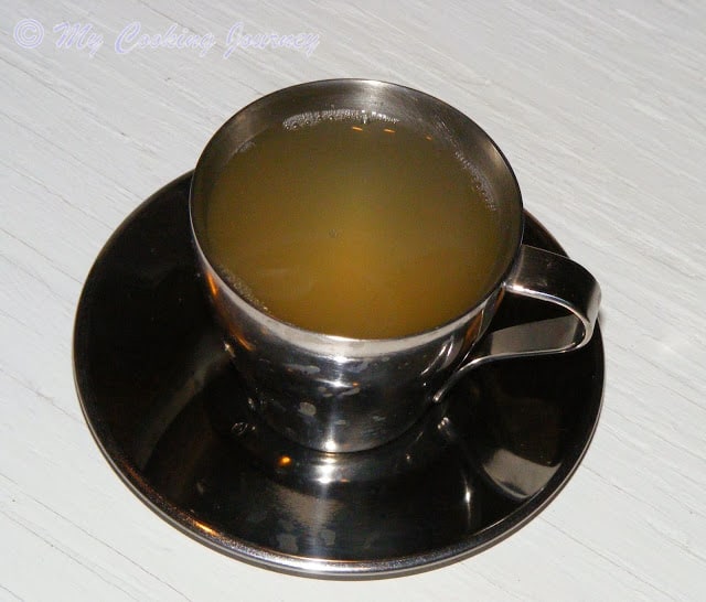 Honey Lemon and Ginger Tea in a cup and saucer