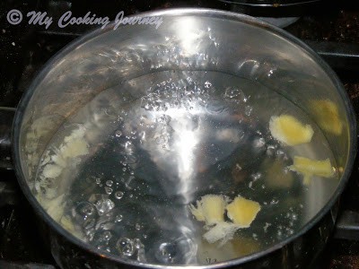 Boiling water with ginger