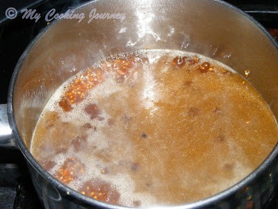 Wheat in hot jaggery water