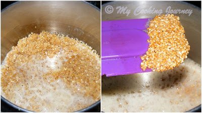 Adding Jaggery and frying wheat