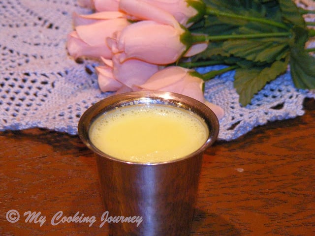 Turmeric milk served in a glass