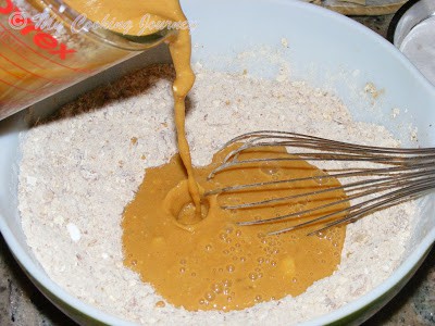 Mixing ingredients in a large bowl