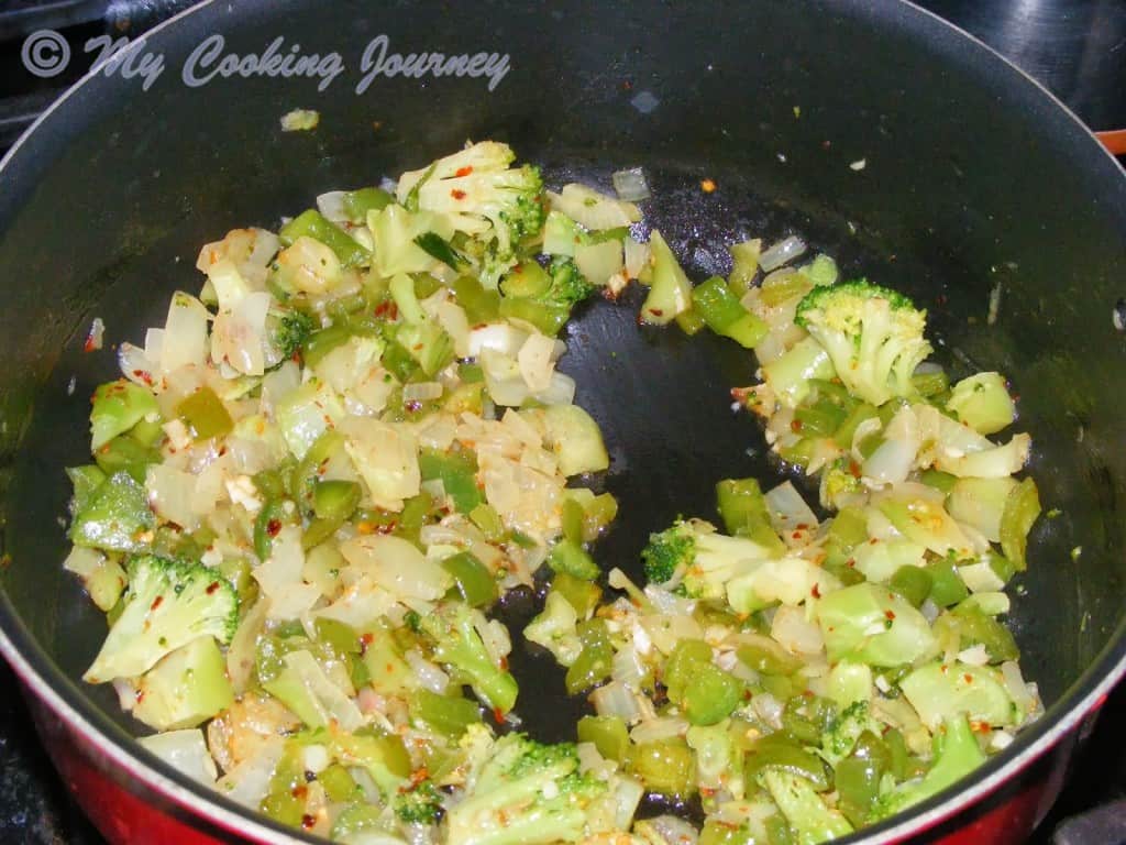 Cooking Vegetables in a pan