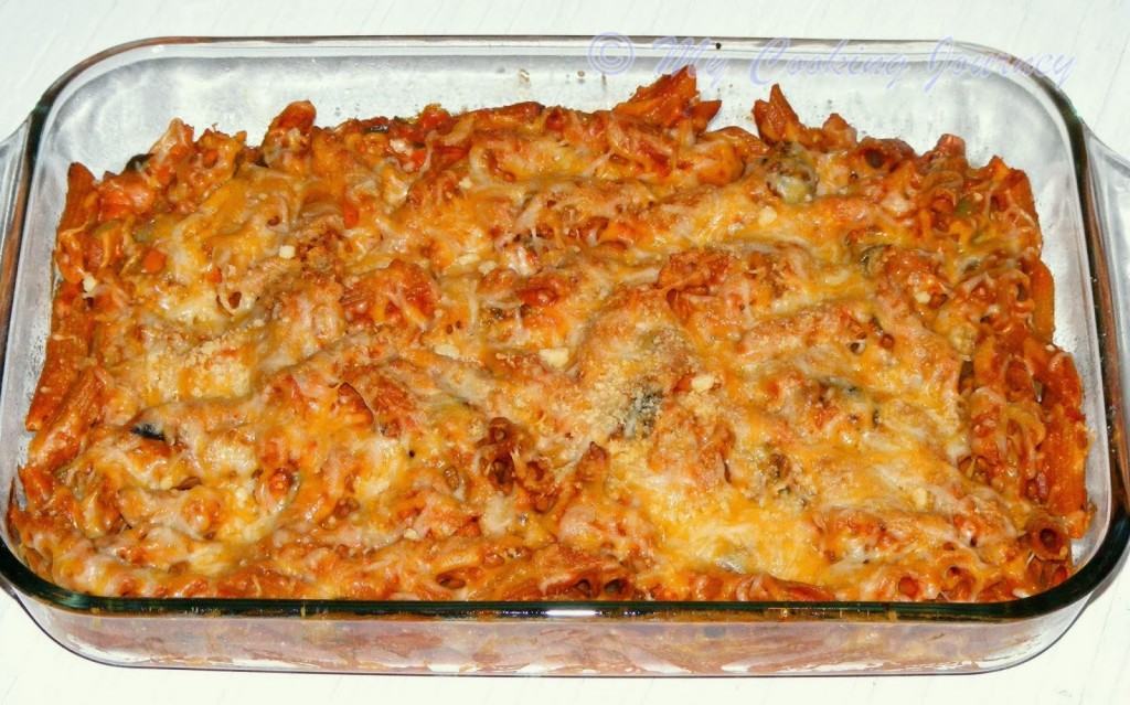 Baked Vegetable pasta is cooked 