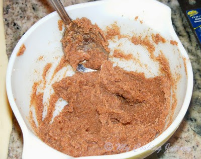 All ingredients in a bowl with spoon.