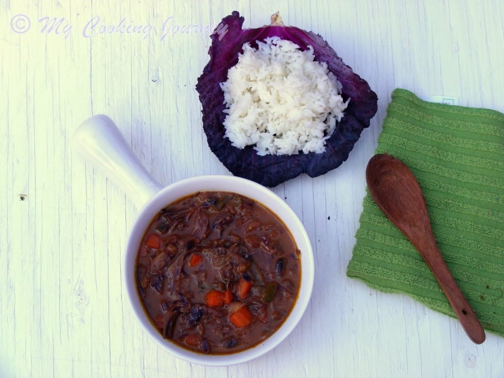 Curried Cabbage in a cup