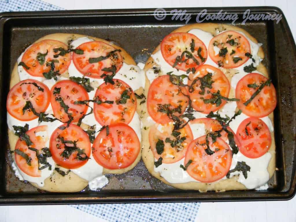 Garnish and serve Focaccia Caprese 