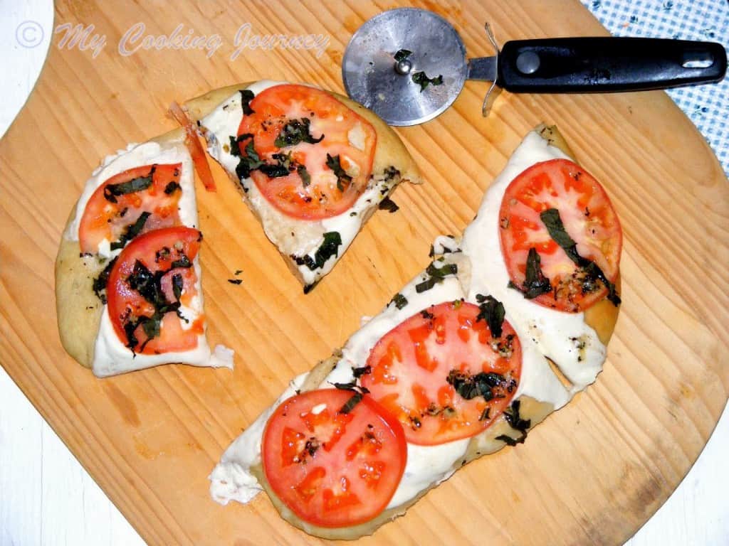 Focaccia Caprese in pieces