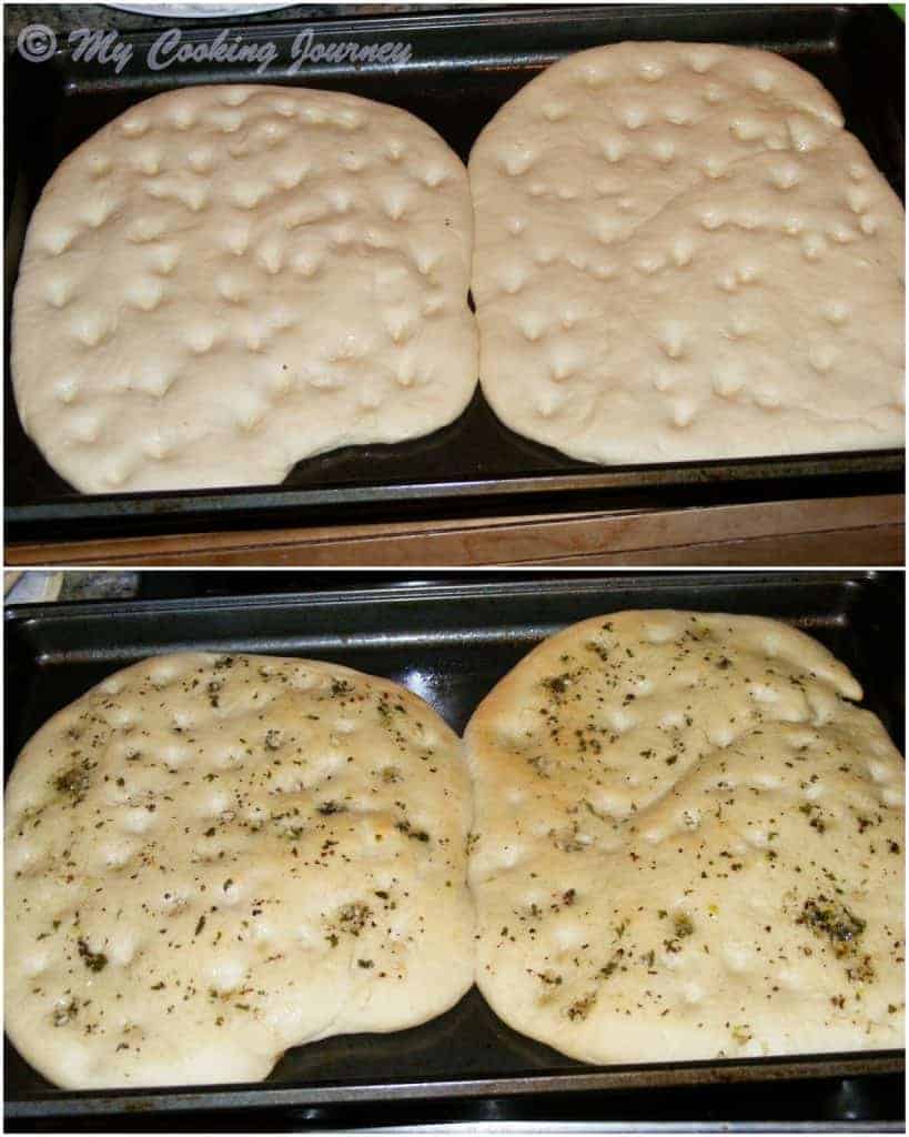 Baking the focaccia in a oven