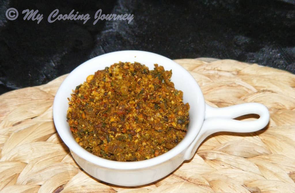 Pavakkai Podi served in a cup