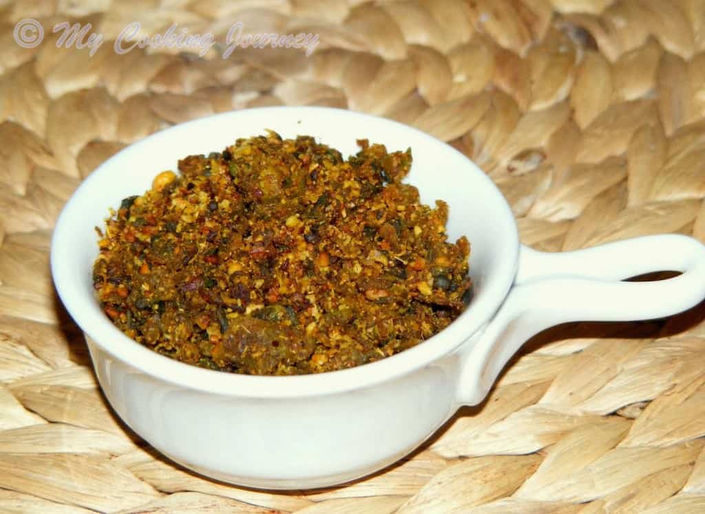 Pavakkai Podi in a bowl